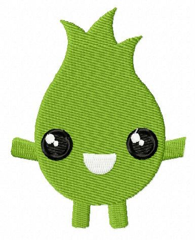 Green flame monster machine embroidery design