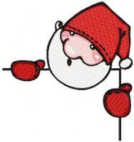 Santa behind a corner embroidery design