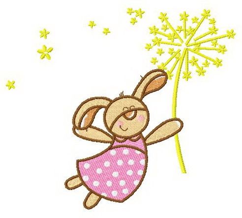 Bunny with fireworks machine embroidery design