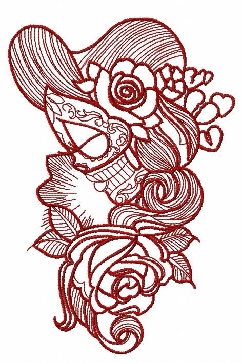 Wild rose girl 2 machine embroidery design