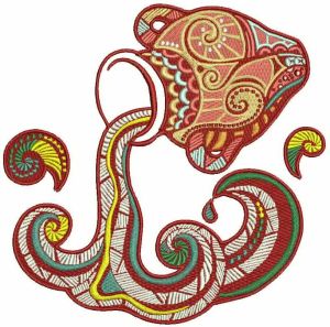 Zodiac sign Aquarius embroidery design