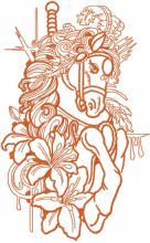 Red circus horse embroidery design