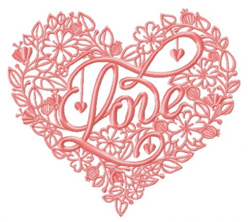 Heart of flowers machine embroidery design