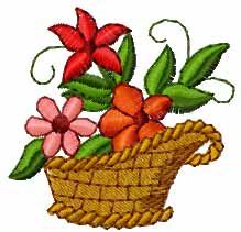 Flower basket embroidery design