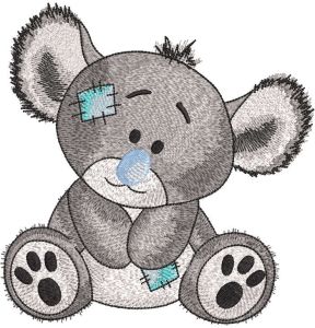 Koala greyscale embroidery design