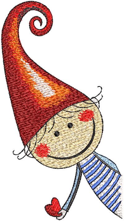 Mischievous elf machine embroidery design