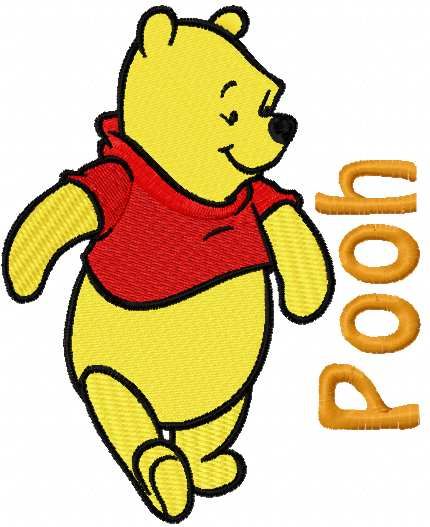 Pooh walking embroidery design