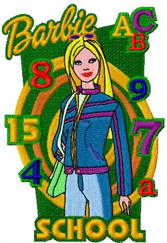 Barbie School Style machine embroidery design