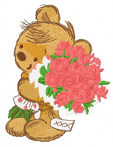 Great bouquet for my teddy 2 machine embroidery design