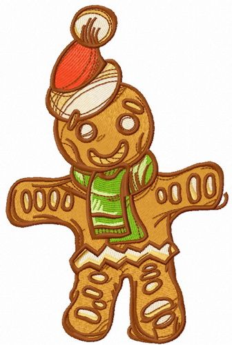 Christmas gingerbread man machine embroidery design