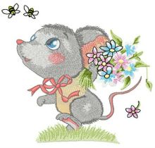 Mouse and bees embroidery design