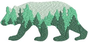 Walking forest bear embroidery design