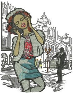 Music lover in Paris embroidery design