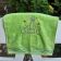 Green bath Towel with woman and cats free embroidery design