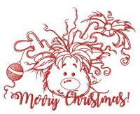 Deer's costume of Christmas tree embroidery design