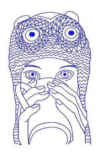Girl in owl hat 3 machine embroidery design      
