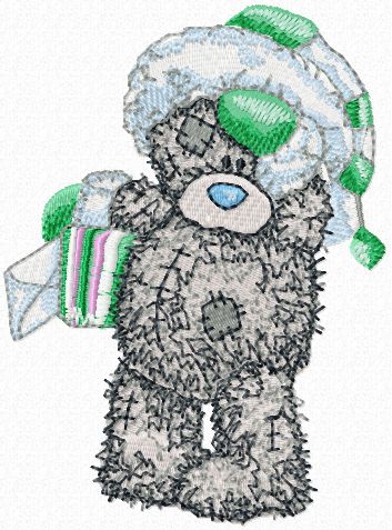 Teddy Bear winter mail machine embroidery design