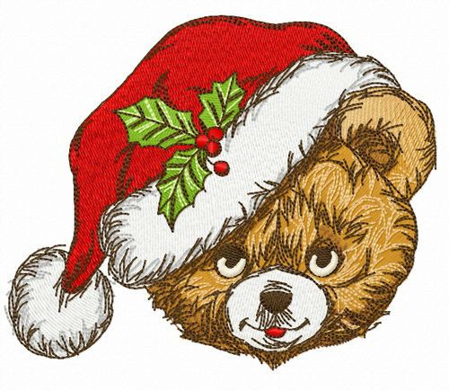 Merry Xmas teddy bear machine embroidery design