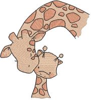 Giraffe kiss baby giraffe embroidery design