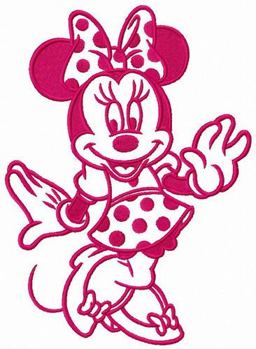 Minnie in polka-dot dress machine embroidery design