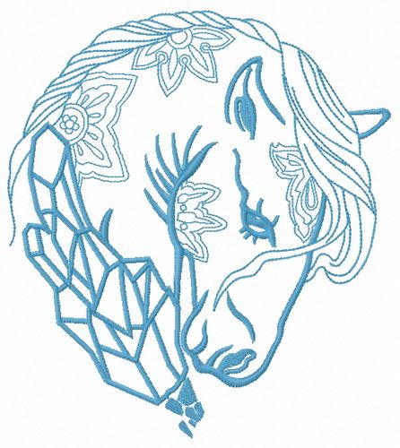 Sad crystal horse 2 machine embroidery design