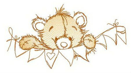 Teddy and paper garland machine embroidery design