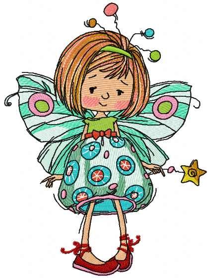 Dreaming fairy embroidery design