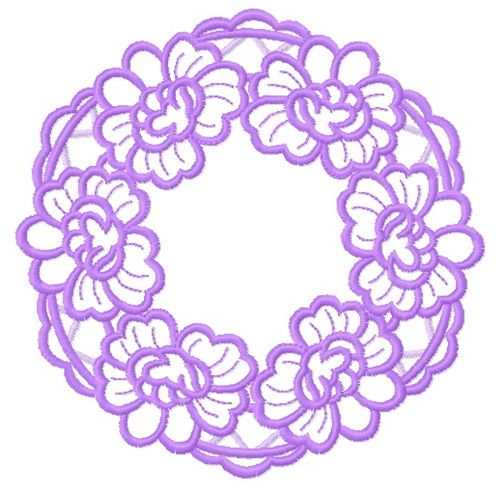 Flower wreath machine embroidery design