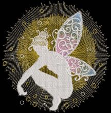 Sitting Fairy thinking embroidery design