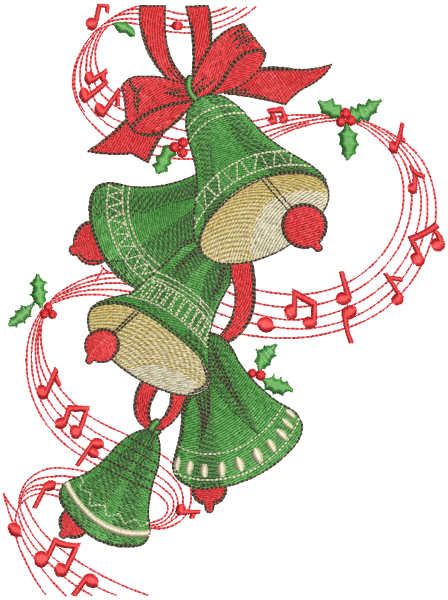 Green Christmas bells embroidery design