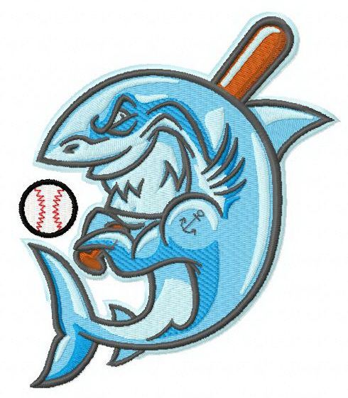 Baseball shark 2 machine embroidery design