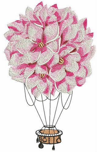 Floral hot air balloon machine embroidery design 