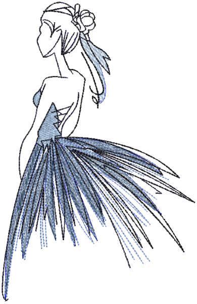 Lady before the ball embroidery design