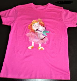 Girl t-shirt with embroidered princess and unicorn design