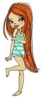 Shy girl embroidery design
