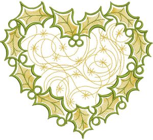 Christmas leaf wreath embroidery design