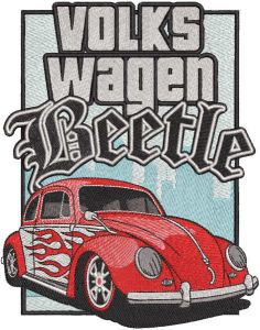 Volkswagen beetle car embroidery design