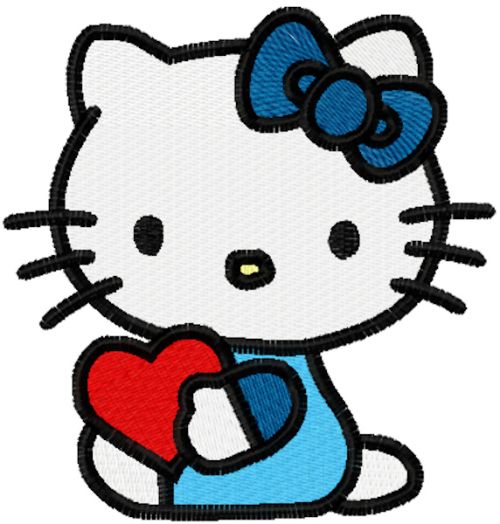 Hello Kitty with Heart machine embroidery design
