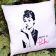 embroidered cushion with Audrey Hepburn design