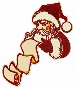 Santa with list of good children 2 embroidery design