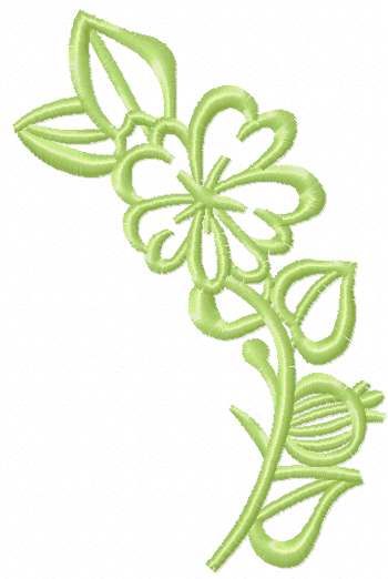 Green flower free machine embroidery design