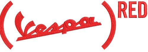 Vespa red logo embroidery design