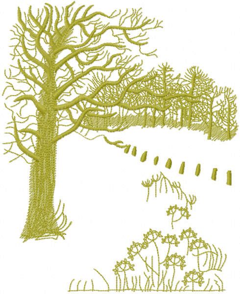 Autumn forest and field embroidery design