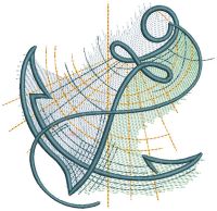 Anchor graphic improvisation embroidery design