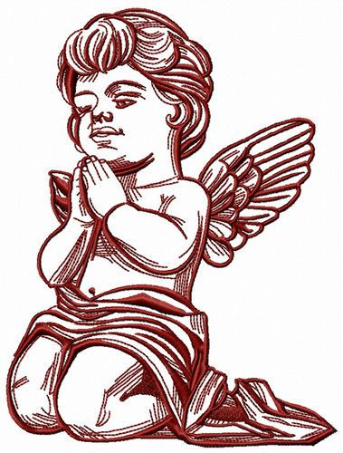 Angel bends the knee machine embroidery design