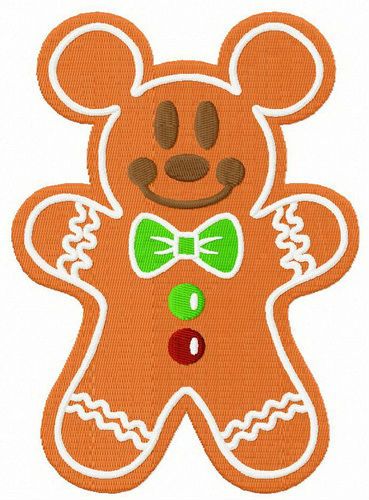 Gingerbread Mickey Mouse machine embroidery design