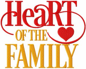 Heart of the family embroidery design