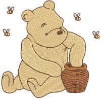 Classic Winnie Pooh with honey pot free embroidery design