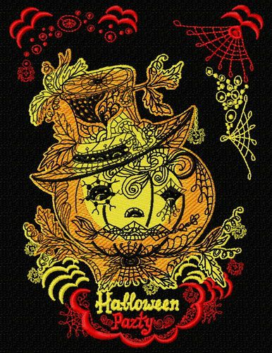 Halloween party machine embroidery design