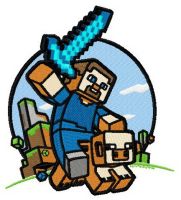 Minecraft warrior embroidery design